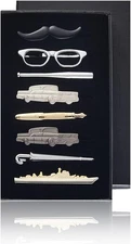 8PC Modeling Tie Clips for Men Silver Gold Black Grey Tie Clip Cars Warship Glas