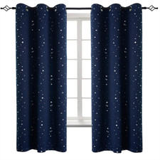 Kids Blackout Curtains for Boys Bedroom, Star Curtains Thermal Insulated Grommet