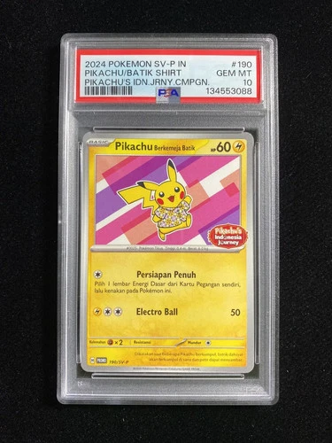 2024 Pokemon TCG Indonesian Pikachu in a Batik Shirt Promo 190/SV-P PSA 10 IC16