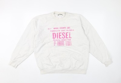 Diesel Unisex Weiß Baumwolle Pullover Sweatshirt L Logo Grafik