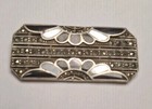 Mop Bar Pin Brooch Nf2 Vintage Art Deco Marcasite Onyx