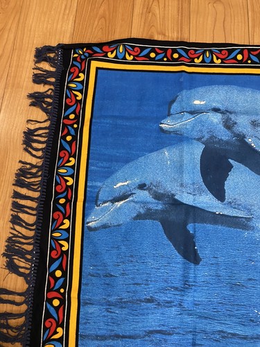 DOLPHIN TASSELLED WALL RUGTHROW 138x88cm Lots Of Uses 100% Cotton Made In Turke - Picture 5 of 9
