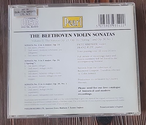 Beethoven The Violin Sonatas, Vol. II CD • Fritz Kreisler, Good - Picture 2 of 2