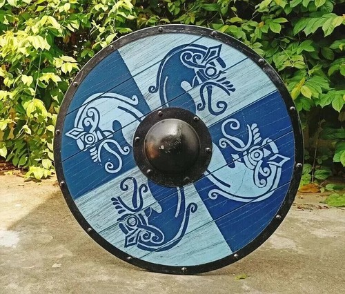 Handmade Viking Shield Dragon Authentic Battle Worn Valhalla Viking Shield - Picture 4 of 5