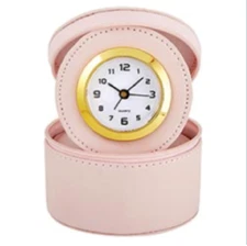 Analogue Travel Alarm Clock  Small portable clock zips into its own case NEW
