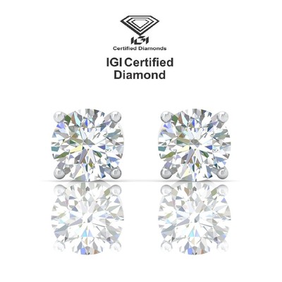 IGI,D/VS Excellent Cut 3,01 CT Labor gewachsen rund Diamant Ohrstecker in Platin