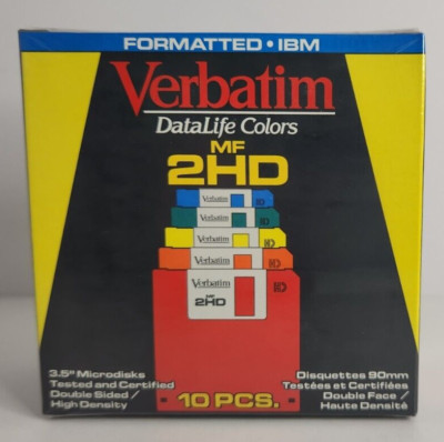 Verbatim 3.5'' Floppy Diskettes Colors MF 2HD Formatted IBM 1.44MG Sealed 10 pack