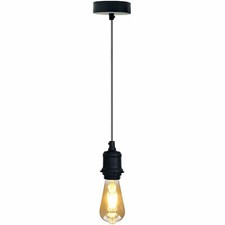 Deckenleuchte flammig 95cm Stoffkabel Pendellampe mit E27 Fassungen