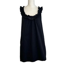 Fei Dark Grey Carambola Ruffle Collar Short Shift Dress Anthropologie Cotton 10