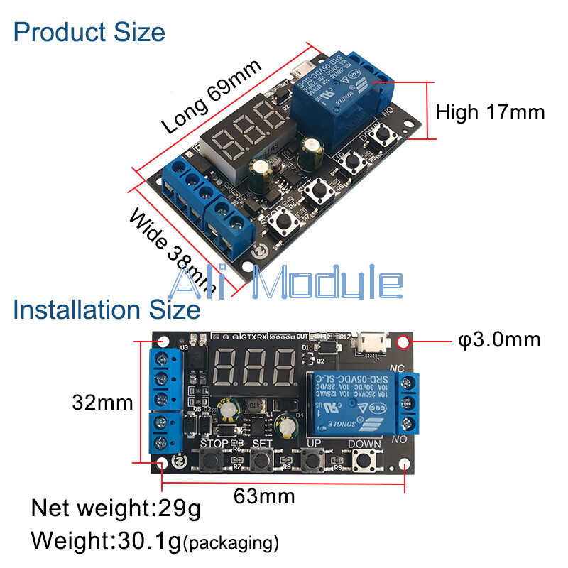 Taidacent DC 12V/24V Dual Mosfet Timer Modul mit Verzögerungsschalter