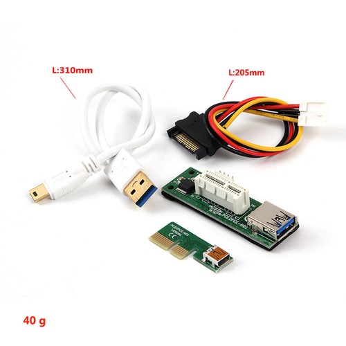 Mini PCI-E PCI Express Extension1X Riser Card Power USB 30cm Extender Cable 4pin - 第 2/12 張圖片