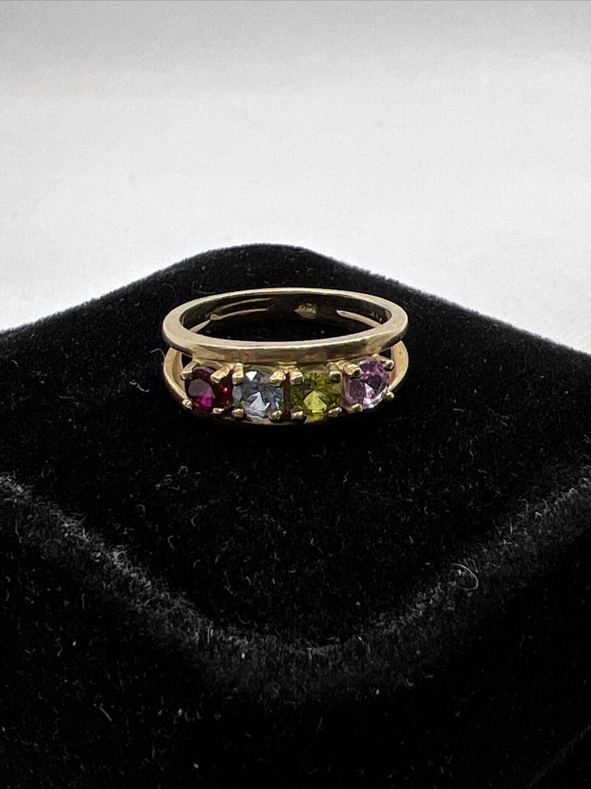 Solid 10K Yellow Gold Created Ruby & Sapphire Mul… - image 10