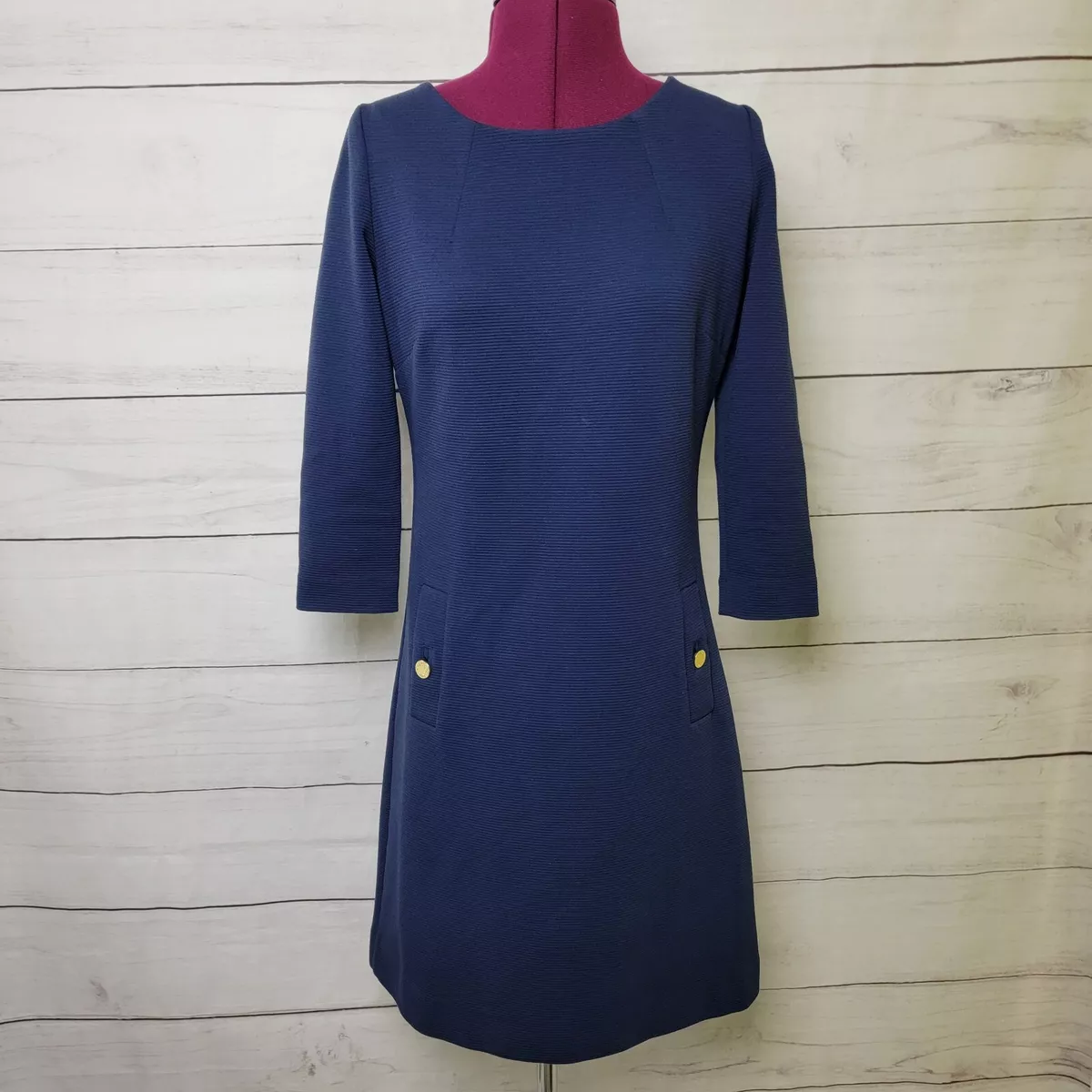 Lilly Pulitzer Charlene Blue Navy Striped Classic Dress Size S