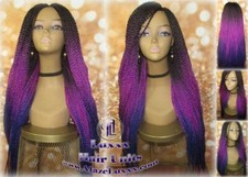 Ombre Black Pink Purple 24 Long Soft Crochet Ombre Mermaid Rainbow Wig Gradient