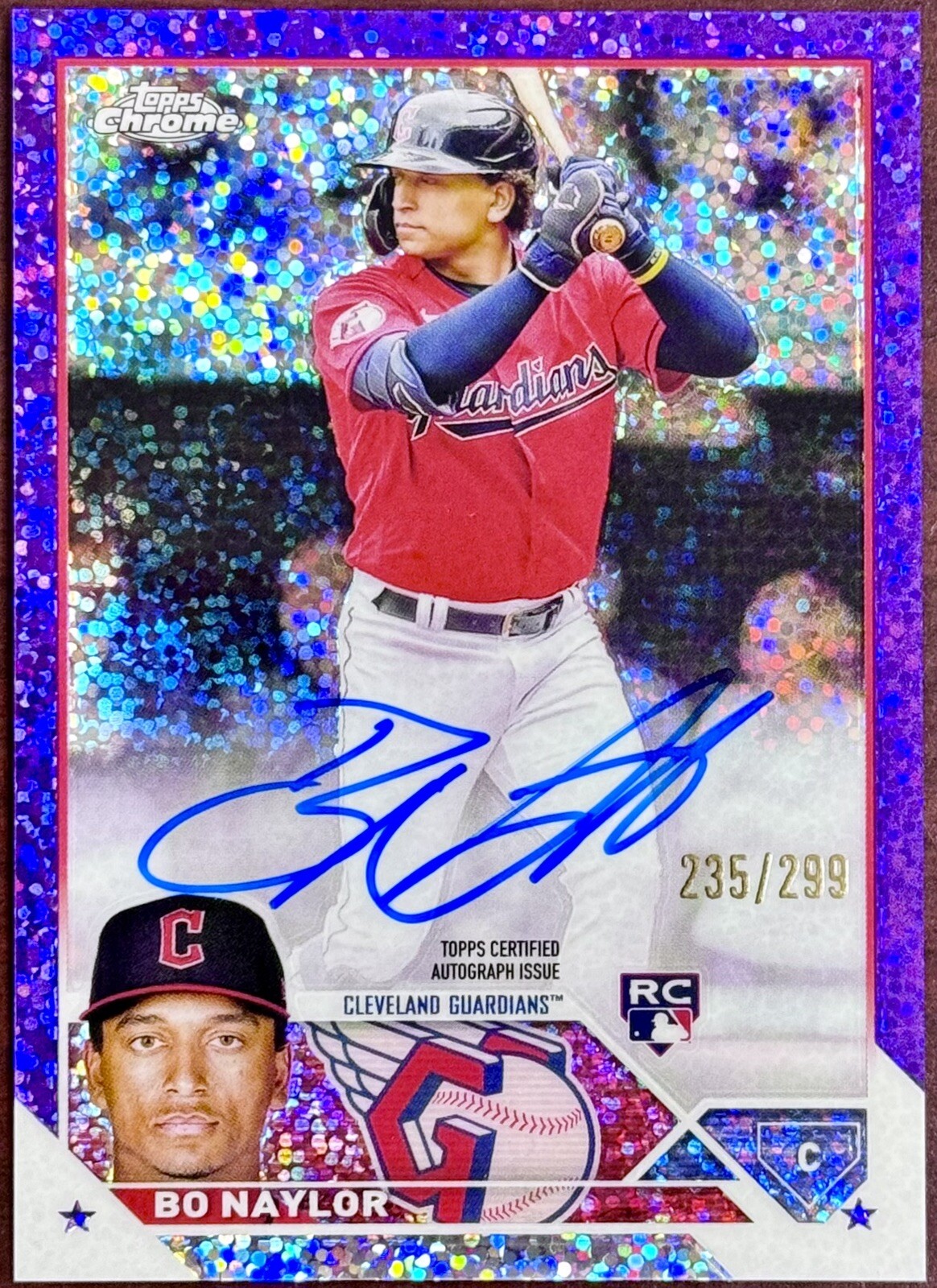 2023 Topps Chrome BO NAYLOR Purple Speckle Refractor On Card Auto 235/299 #RA-BN