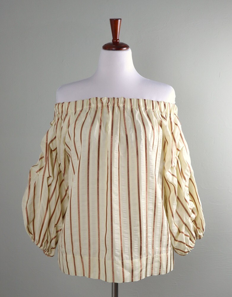 ALTRA Top blusa L'AUTRE CHOICE nuovo con etichette $358 a righe metallizzate Morbido spalle scoperte taglia 42