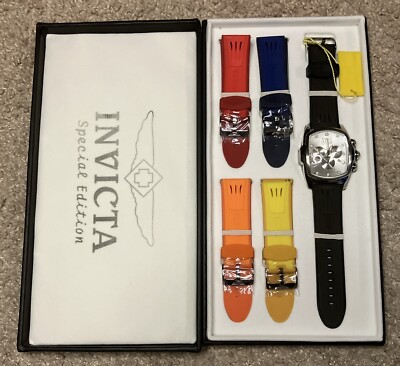 Invicta 6401 Lupah Dragon Chronograph Special Edition Set 4 Bands Needs Battery 