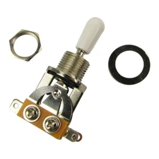 FLEOR Guitar 3 Way Toggle Switch Pickup Selector Nickel Plated & White Tip Cap