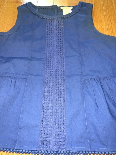 NEW Crewcuts J CREW 6 Yr Girls Royal Blue Eyelet Shirred Shirt Blouse Tank Top - Picture 3 of 7