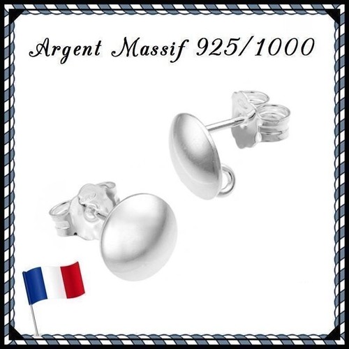 Clous d'oreilles plateau 8mm avec anneau , en Argent Massif 925/1000. Réf: OR8PL