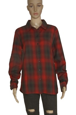 Berenice Plaid Check Printed Embroidered Button Shirt Tunic Top New Large L