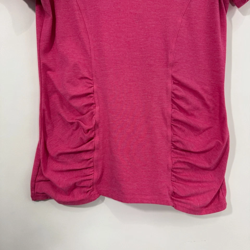 Z By Zella Women’s Size Medium Pink Ruched Front Low V Neck Athletic T Shirt - Image 3 of 4