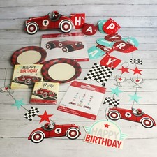 Vintage Derby Race Cars Happy Birthday Banner Paper Plates Party Decor Supplies