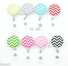 Chevron Fabric Badge Reel Retractable ID Badge Holder with Belt Clip