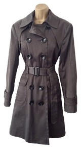Et Vous Grey Trench Coat Jacket Size 14 Subtle Sheen Fabric Vgc Ebay