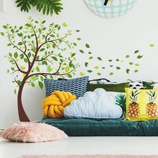 2 Pieces Tree Wall Decals Peel and Stick Wall Art Large Wall Decals Green Lea...