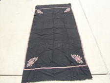 Colorful Antique Hand woven Hand Embroidered Black Pashmina Paisley Shawl 37x76"