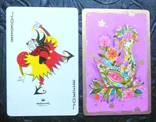 JOKER Hallmark Psychedelic Bird Pink BKGD 1960 Named Swap Playing Card 2
