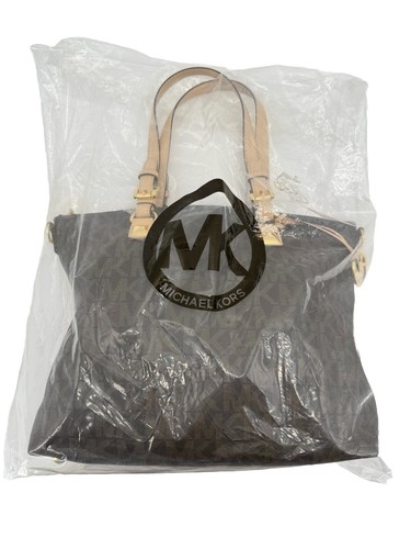 Michael Kors Jet Set Multifunction Brown Logo PVC Tote Bag Large Double Handles - Picture 13 of 14
