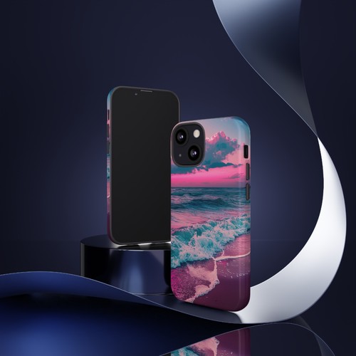 For iPhone | Samsung Galaxy | Pixel Phone Case - Pink Tranquil Beach Waves Neon - 第 73/191 張圖片