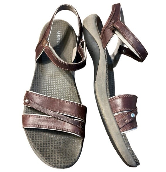 Sandali Merrell Dahlia in pelle chicco di caffè ad alte prestazioni taglia 11