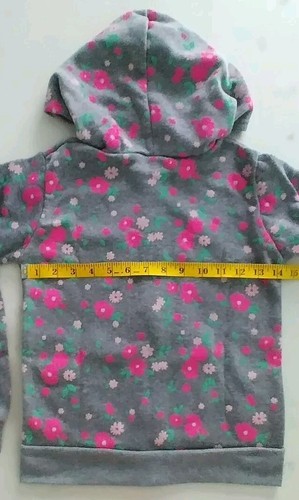 Diva Girl Grey Pink Floral Design Sweatshirt Hoodie Front Pockets Size 10/12 - Picture 5 of 7