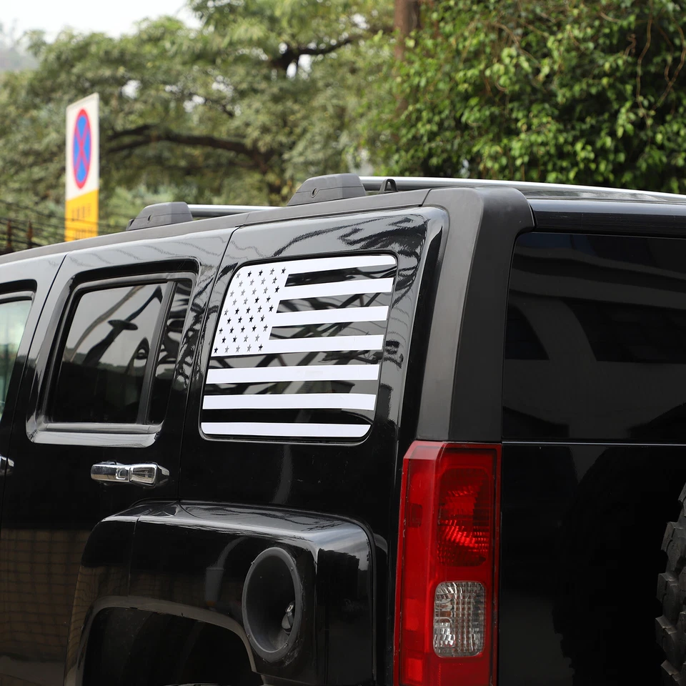 Vinilos calcomanías gráficas de ventana lateral trasera bandera de Estados Unidos blancos para Hummer H3 2005-2009 Foto 4 de 4