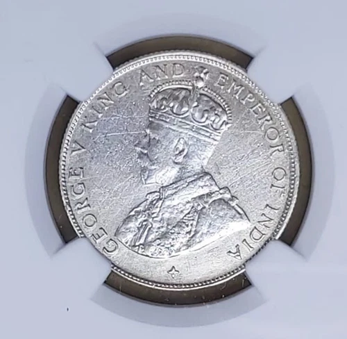 STRAITS SETTLEMENTS 1921 50 Cents Silver Coin NGC AU DETAILS CLEANED, CORROSION