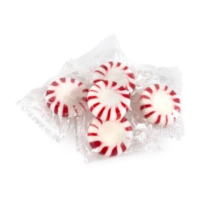 Sunrise 2 lb PEPPERMINT STARLIGHT MINTS Individually Wrapped Hard Candy Disks