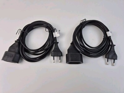 2 x Euro Verlängerung 2,9 Meter schwarz Verlängerungskabel Euro Stecker schwarz