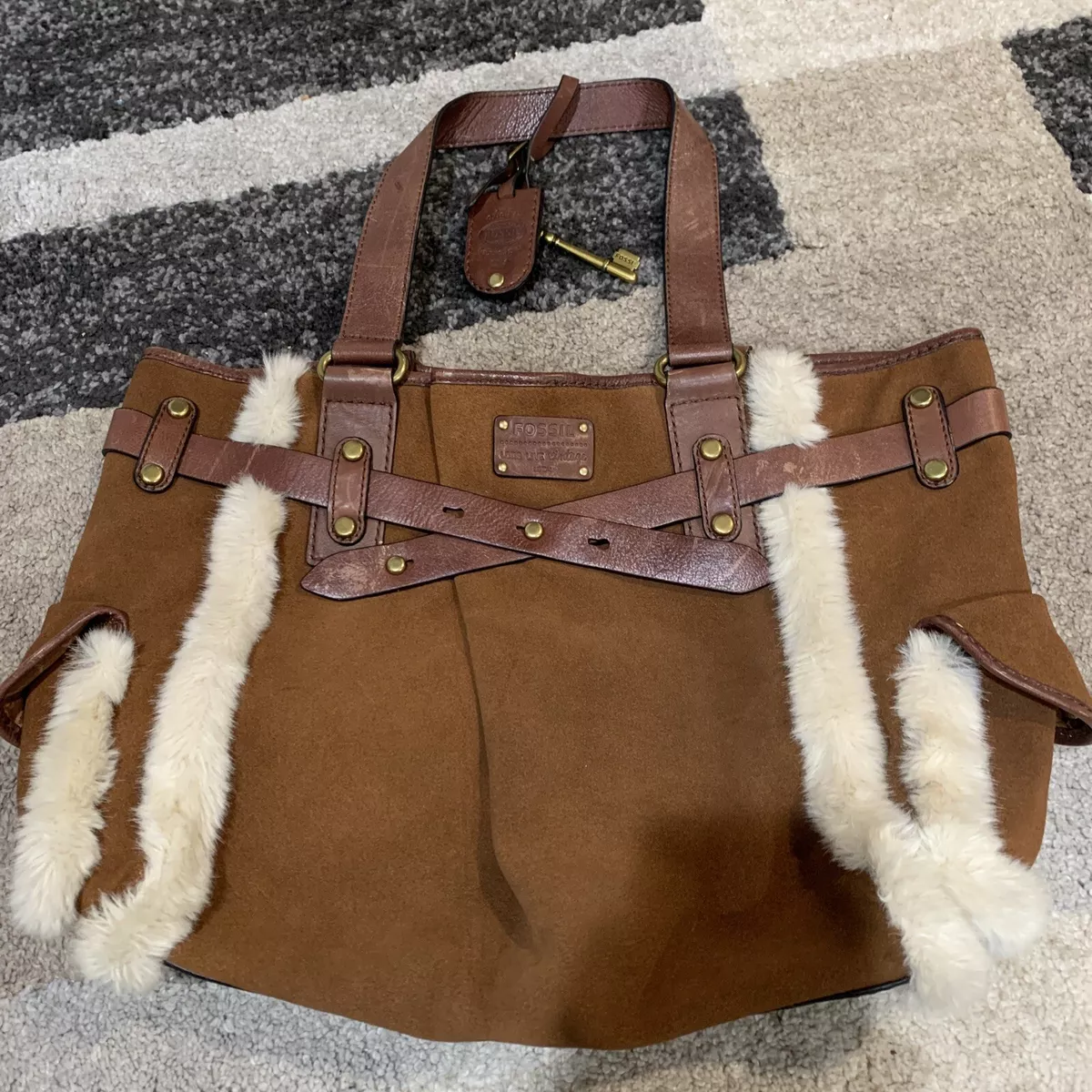 Fossil outlet suede handbag