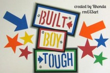 BUILT BOY TOUGH play title paper piecing Premade Scrapbook Pages by Rhonda