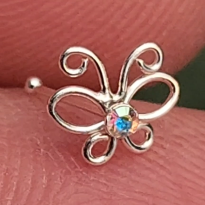 Piccoli orecchini a bottone in argento sterling a forma di gazza