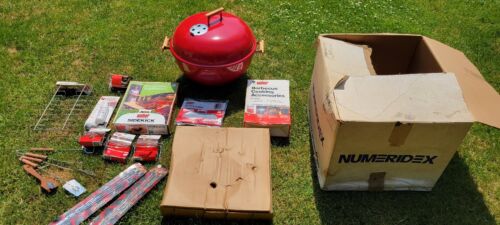 NOS Vintage  Red Weber Kettle Barbecue Grill Cover rib rack  side Kick + MORE - 第 1/21 張圖片