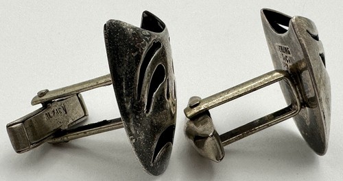 Gemelos de plata esterlina de colección calcetín y buskin máscaras de teatro comedia tragedia JSC - Imagen 5 de 12