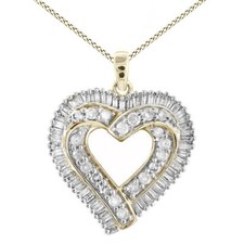 2.50Ct Heart Pendant Necklace Cubic Zirconia 14K Yellow Gold Plated 925 Silver