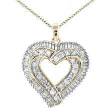 2.50Ct Heart Pendant Necklace Cubic Zirconia 14K Yellow Gold Plated 925 Silver