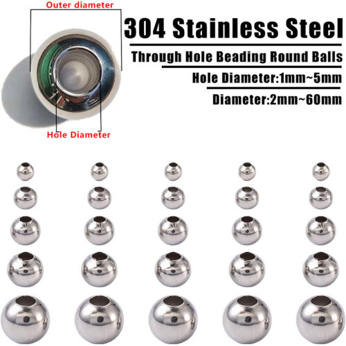 Through Hole Beading Round Ball Unthreaded 304 Stainless Steel Balls Dia 2- 60mm - Picture 1 of 6