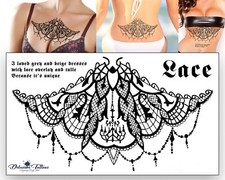 Henna Lace Temporary Tattoo Large Arabic Underboob Back Chest Body Art Womens