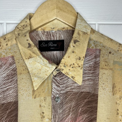 Vintage Hawaiian Shirt Mens Large San Remo Yellow Italy Summer Festival Retro - Picture 3 of 17